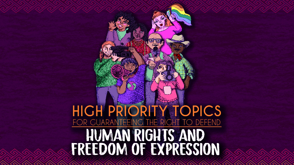 High Priority Topics for Guaranteeing the Right to Defend Human Rights and Freedom of Expression.